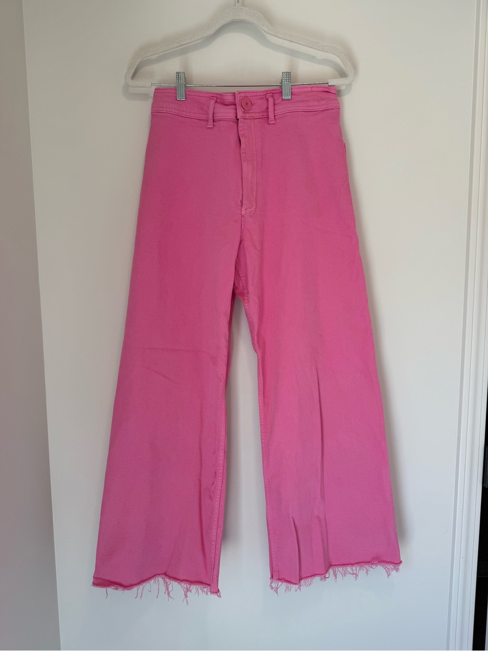 Zara Marine Straight High Rise Pink Wide-Leg Jeans, size 10